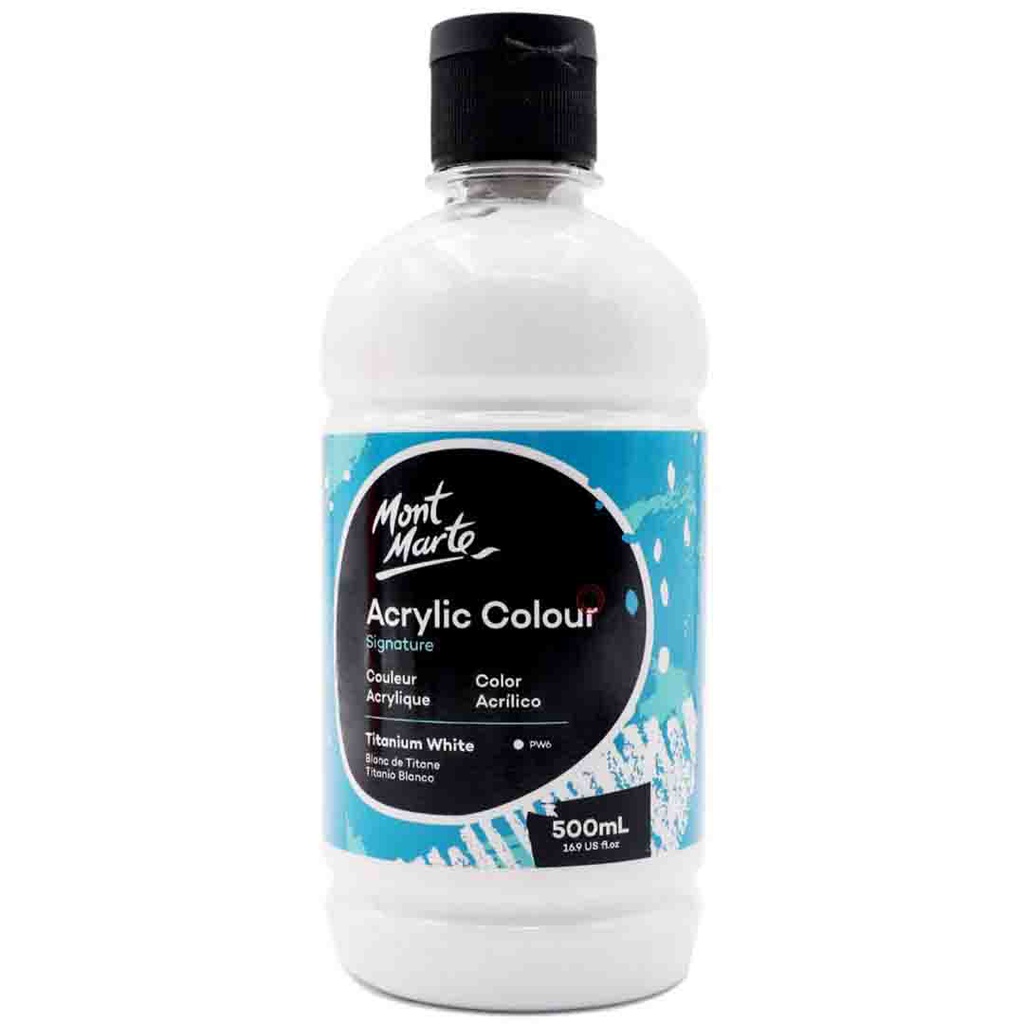 Mont Marte Acrylic Colour 500ml bottle - Titanium White