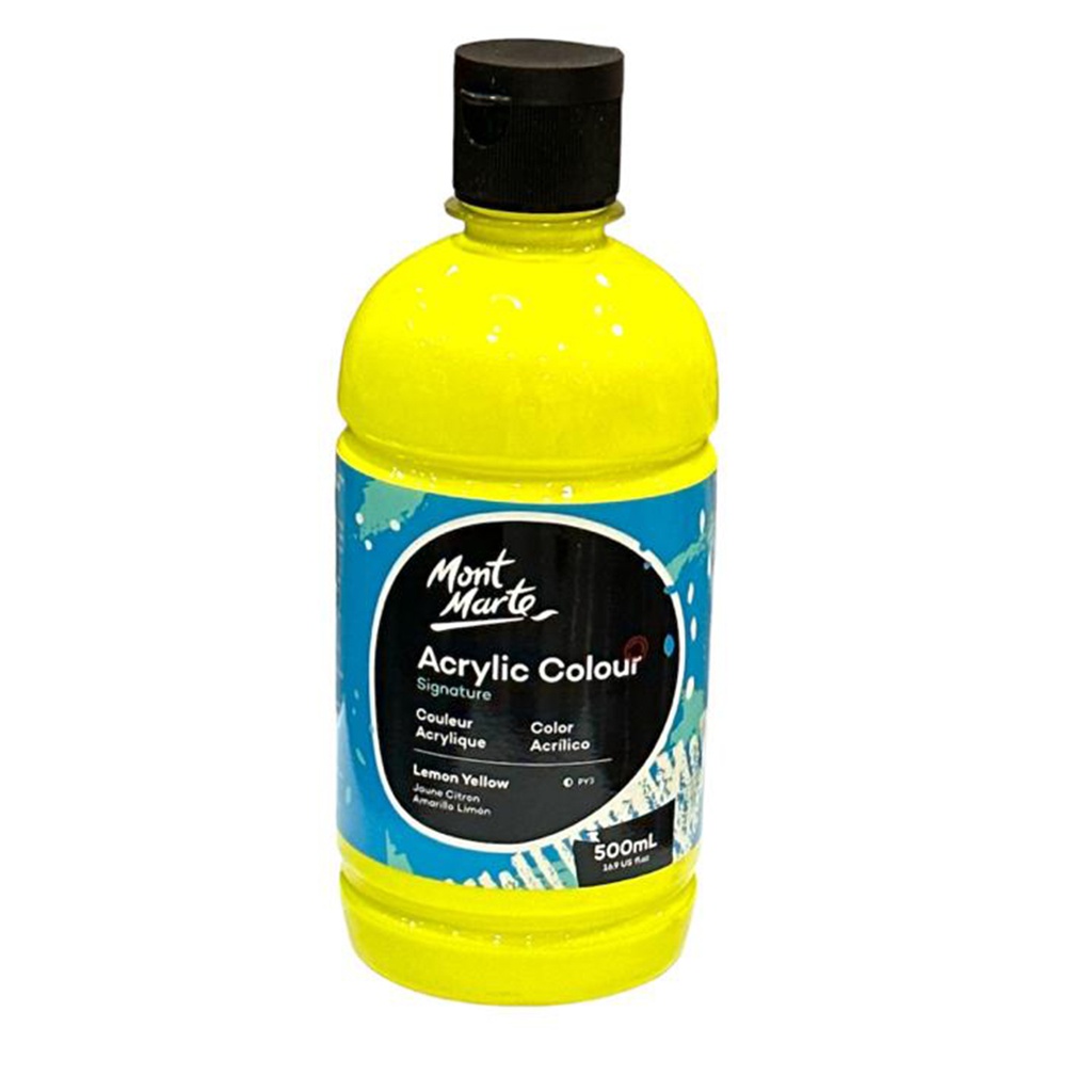Mont Marte Acrylic Colour 500ml bottle - Lemon Yellow