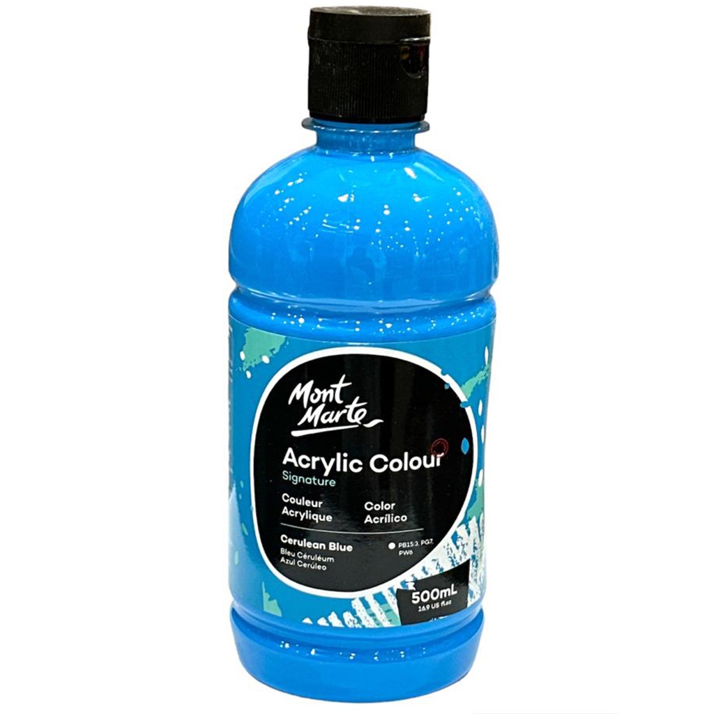 Mont Marte Acrylic Colour 500ml bottle - Cerulean Blue