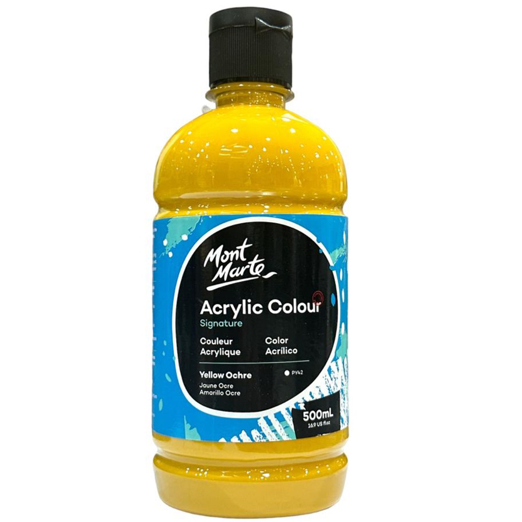 Mont Marte Acrylic Colour 500ml bottle - Yellow Ochre