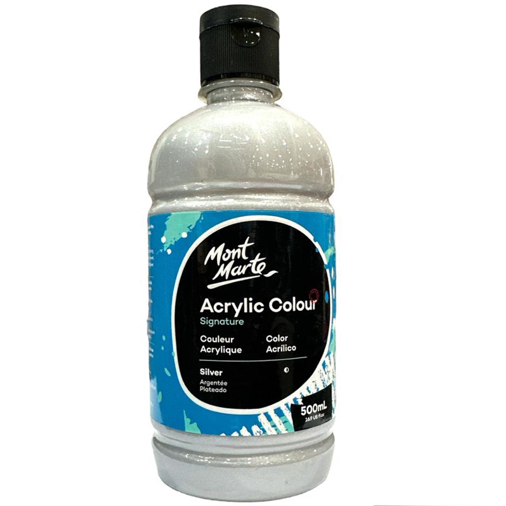 Mont Marte Acrylic Colour 500ml bottle - Silver