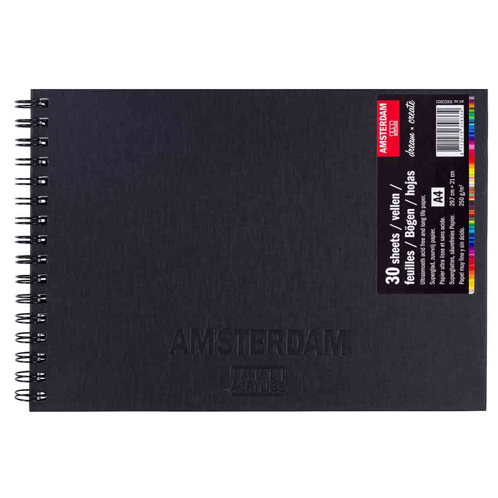 AMSTERDAM ACRYLIC COLOR  BLACK BOOK A4 250G FSC-MIX