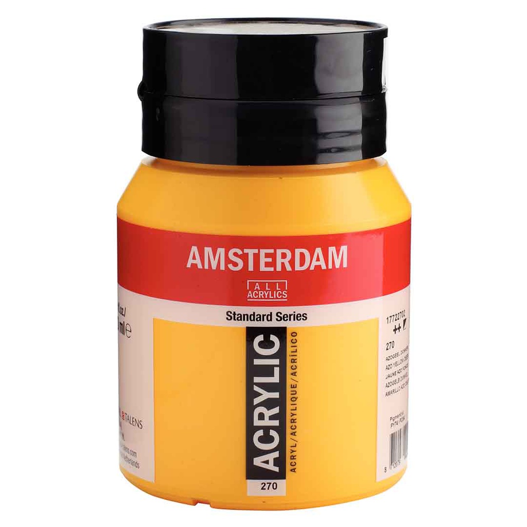 الوان اكريلك عالية الجودة والتماسك ساطعة من شركة امستردام الهولندية 500 مل Azo Yellow Dp