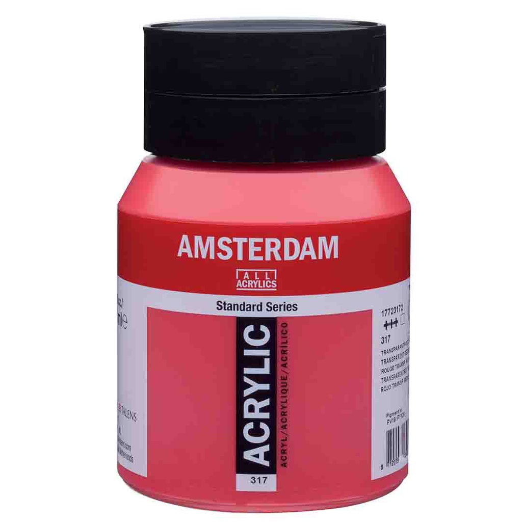الوان اكريلك ماركة امستردام الهولندية عالية الجودة والمعان والتماسك 500 مل Transp.Red med