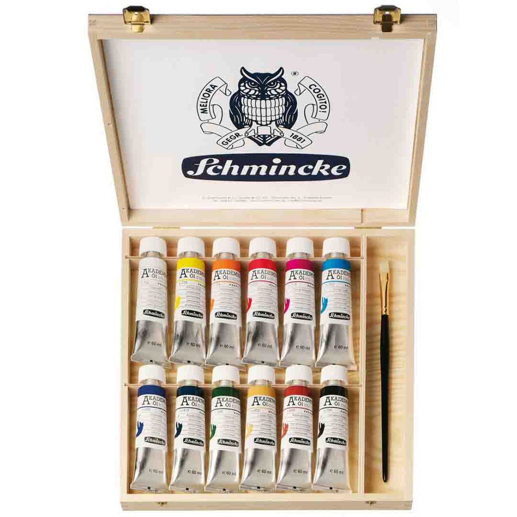 SCHMINCKE  AKADEMIE ACRYLIC COLOUR  Wooden BOX/12 