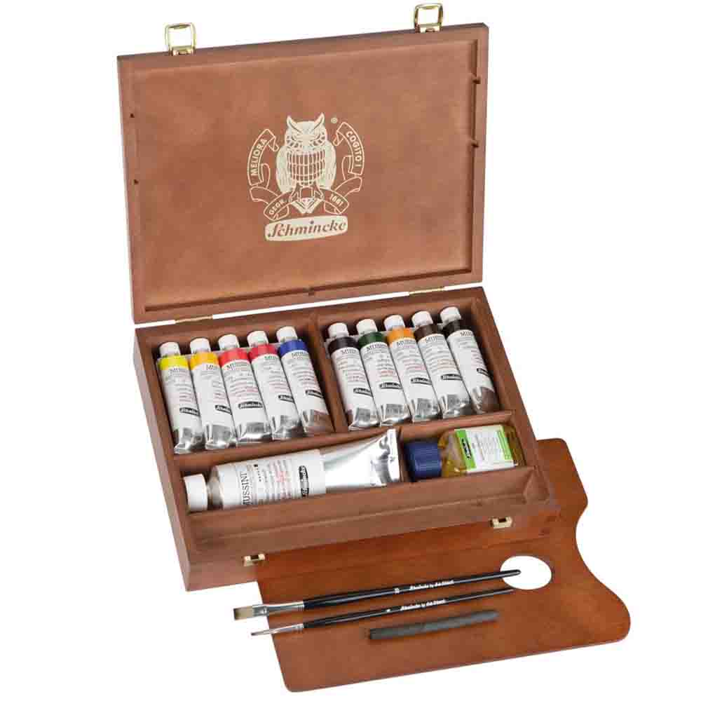 SCHMINCKE  MUSSINI 35ML OIL COLOUR  WOODEN BOX/10