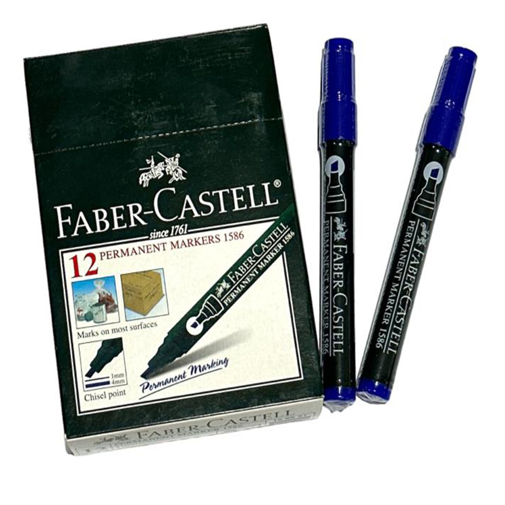 قلم ماركر مشطوف ازرق فابر كاستيل
