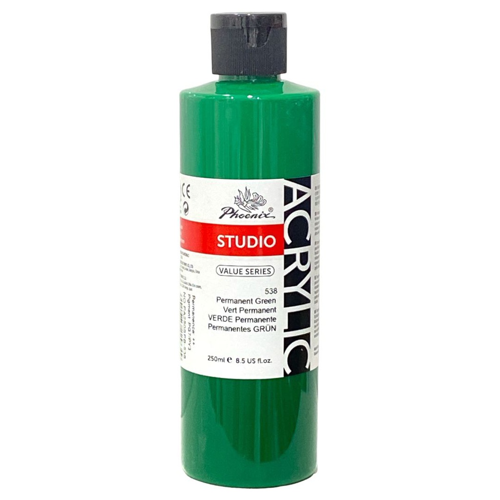 PHOENIX Acrylic Color Value Series 250ML Bottle Permanent Green 538