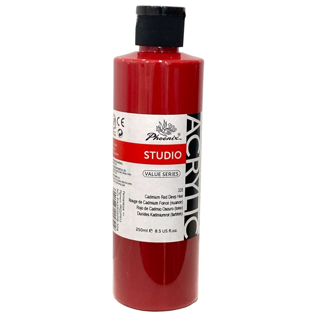 PHOENIX Acrylic Color Value Series 250ML Bottle Cadmium Red Deep Hue 328