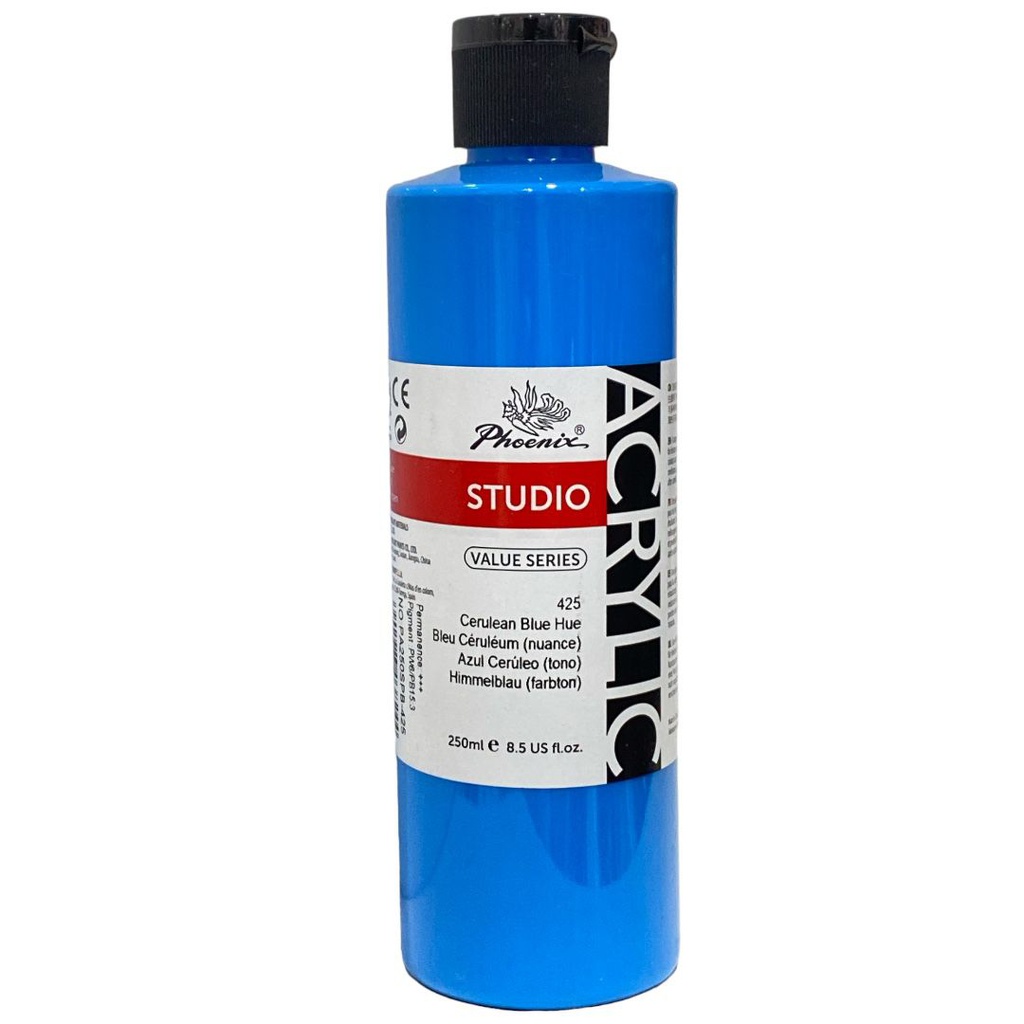 PHOENIX ACRYLIC COLOR VALUE SERIES 250ML BOTTLE Cerulean Blue Hue 425