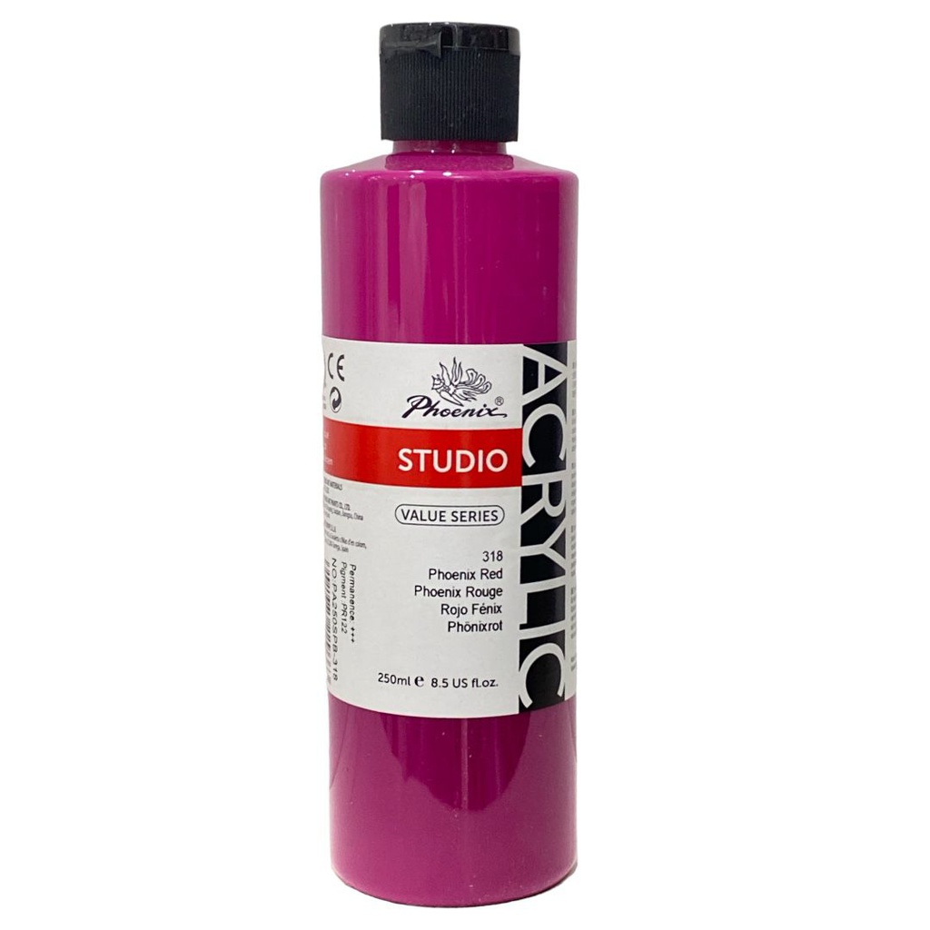 PHOENIX ACRYLIC COLOR VALUE SERIES 250ML BOTTLE PHOENIX Red 318