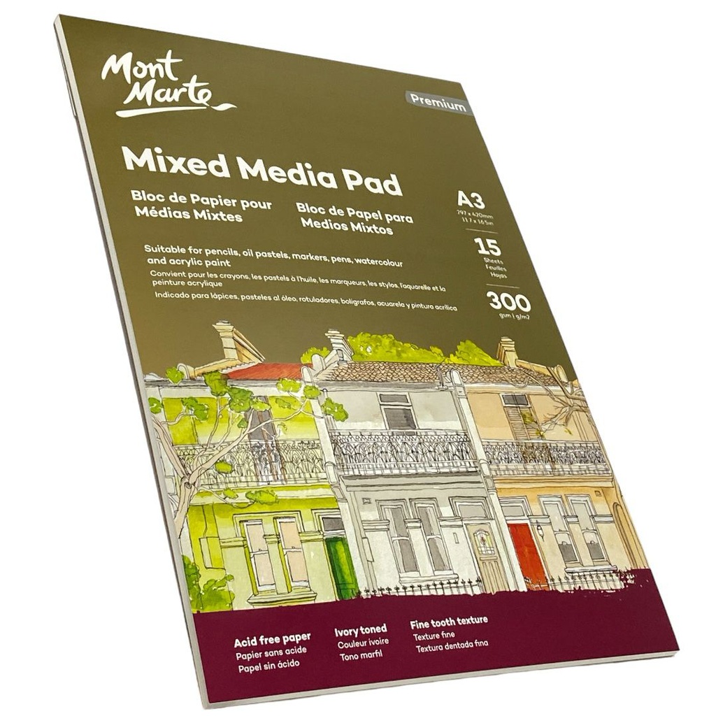 Mont Marte Mixed Media Pad 300gsm A3 15 Sheets