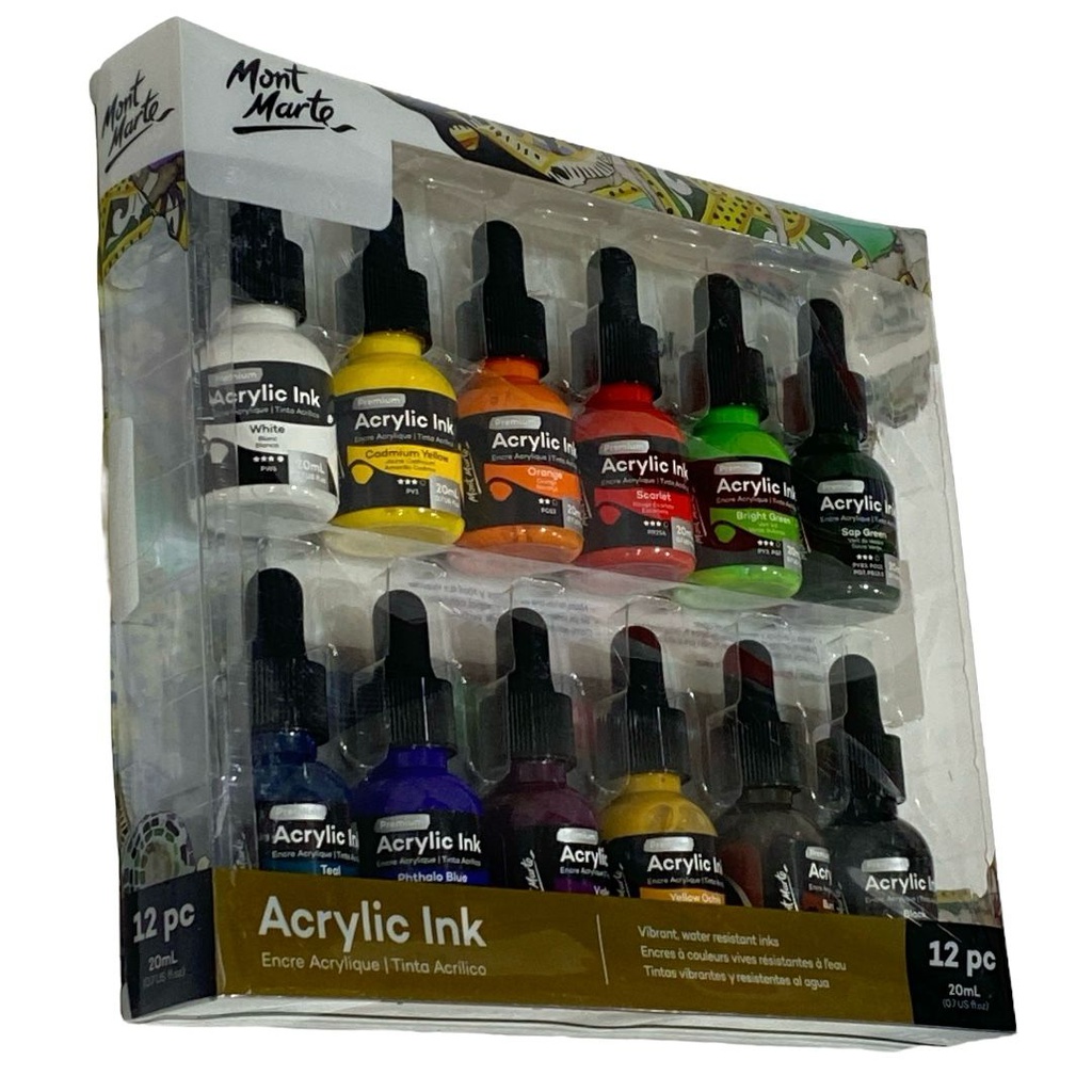 Mont Marte Acrylic Ink 12pc x 20ml
