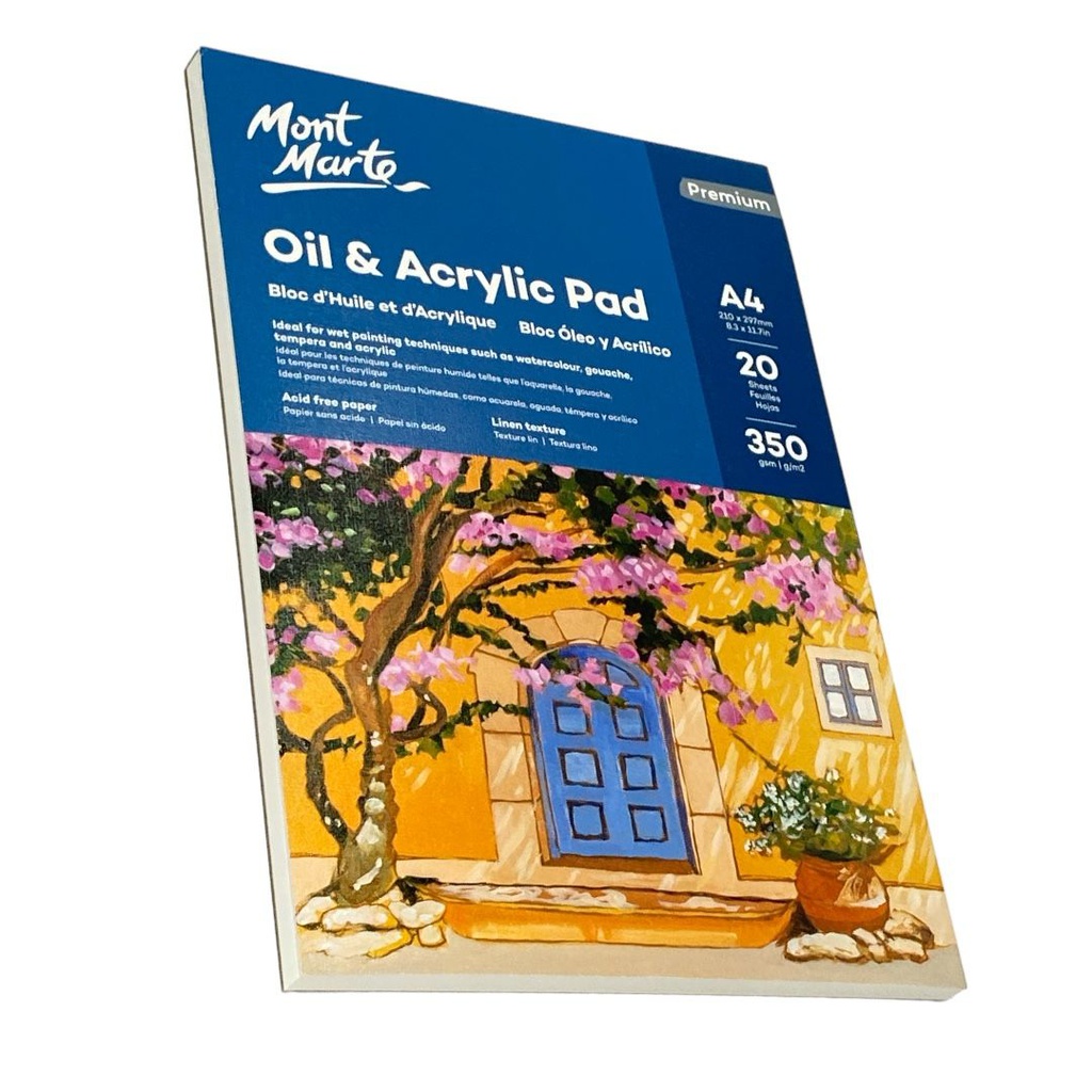 Mont Marte Oil &amp; Acrylic Pad 350gsm A4 20 Sheets