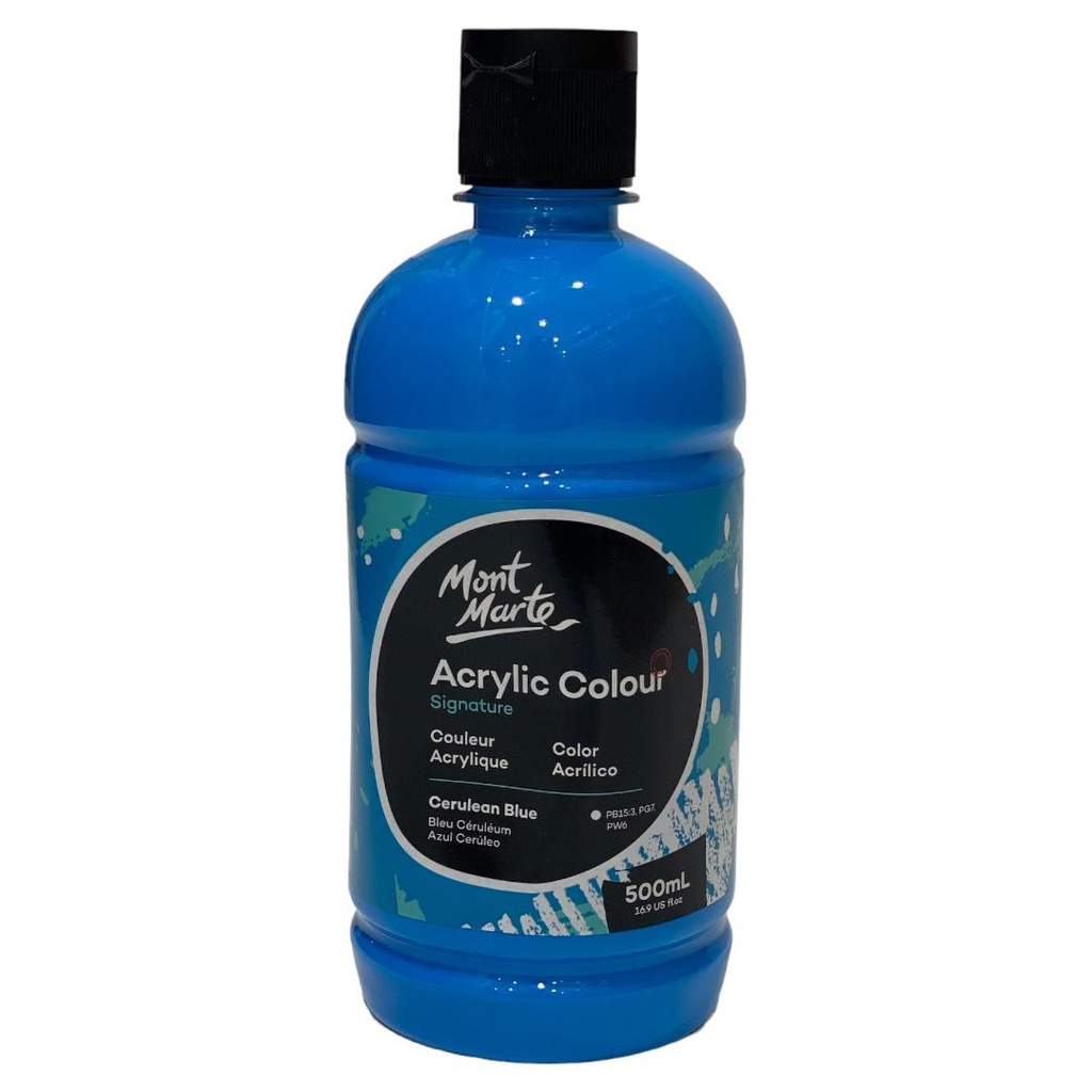 MONT-MARTE Acrylic Colour 500ml bottle - Cerulean Blue