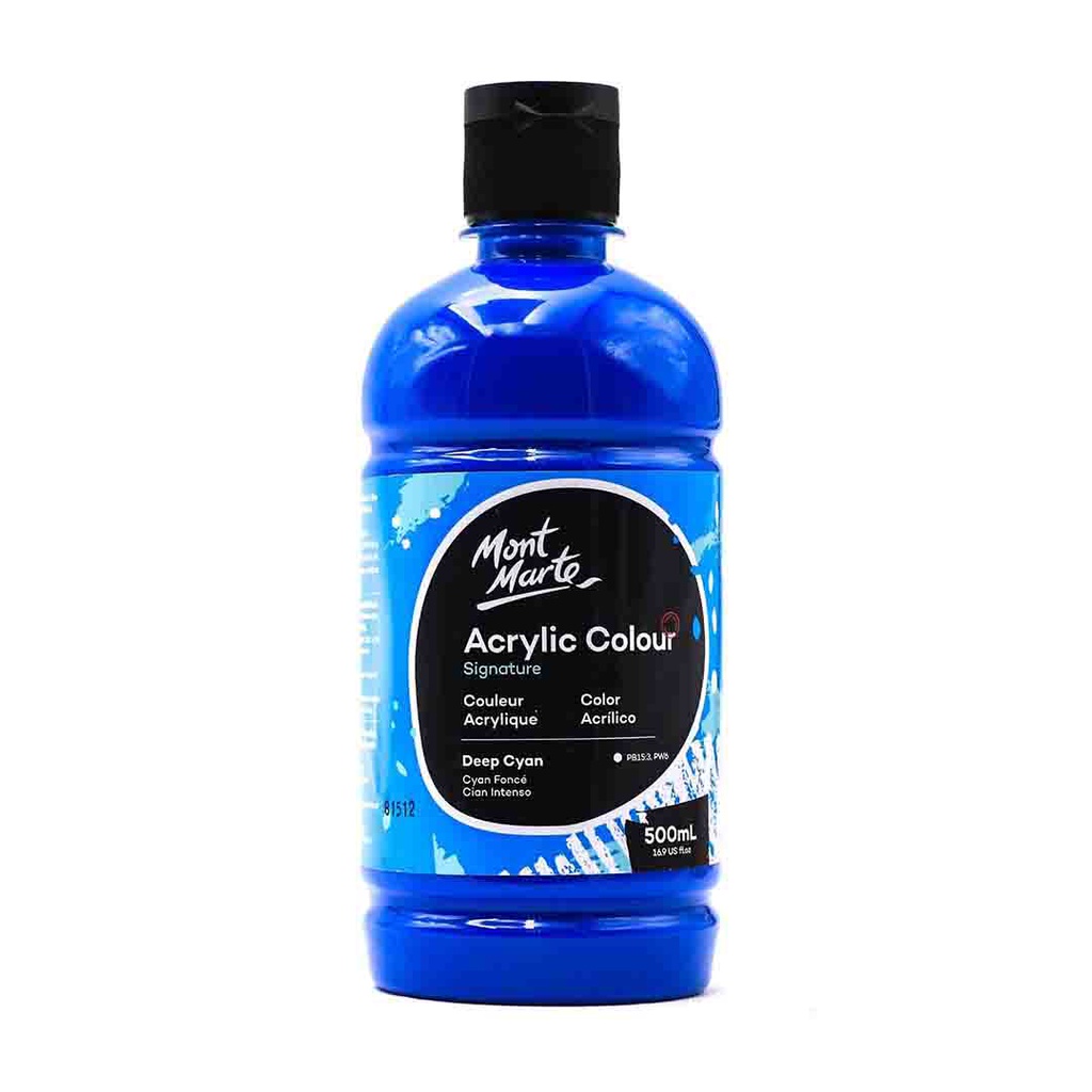 MONT-MARTE Acrylic Colour 500ml bottle - Deep Cyan