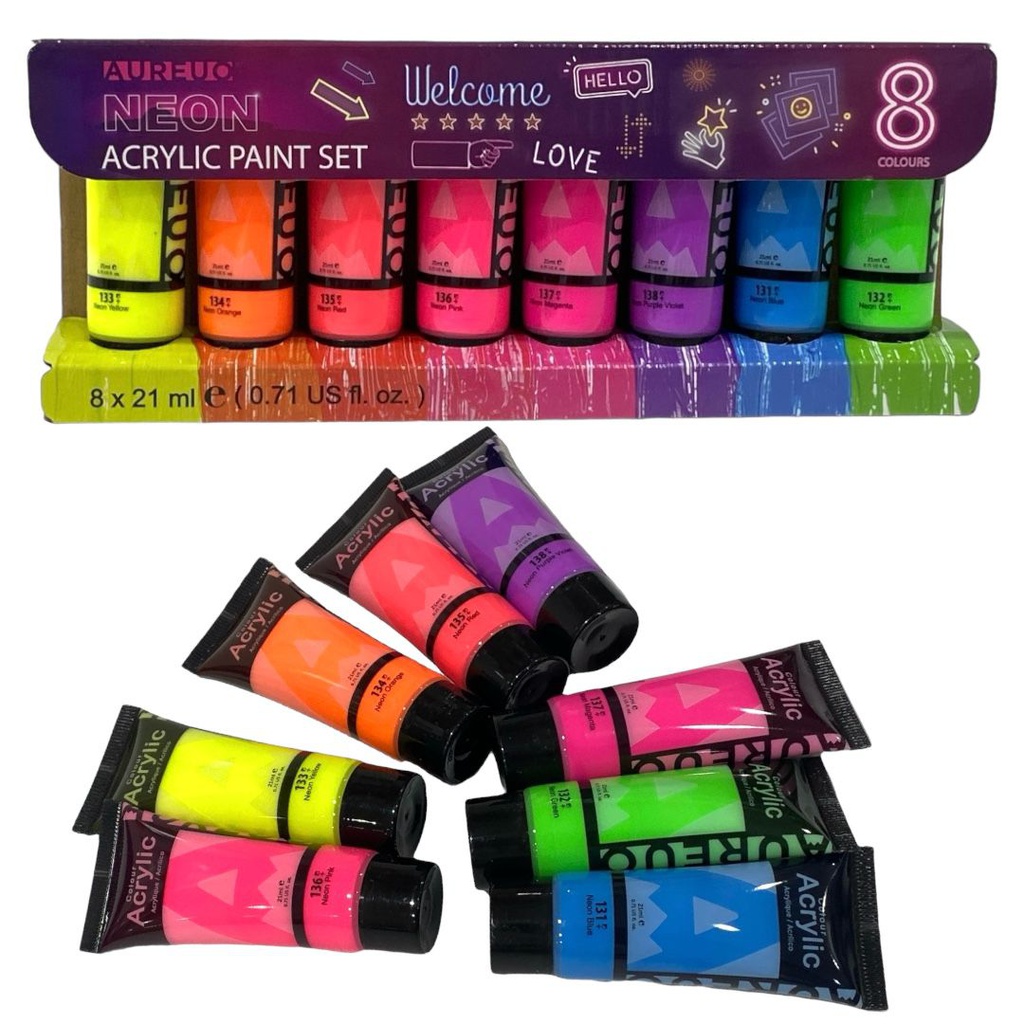 NEON ACRYLIC PAINT SET 8 X 21 ML