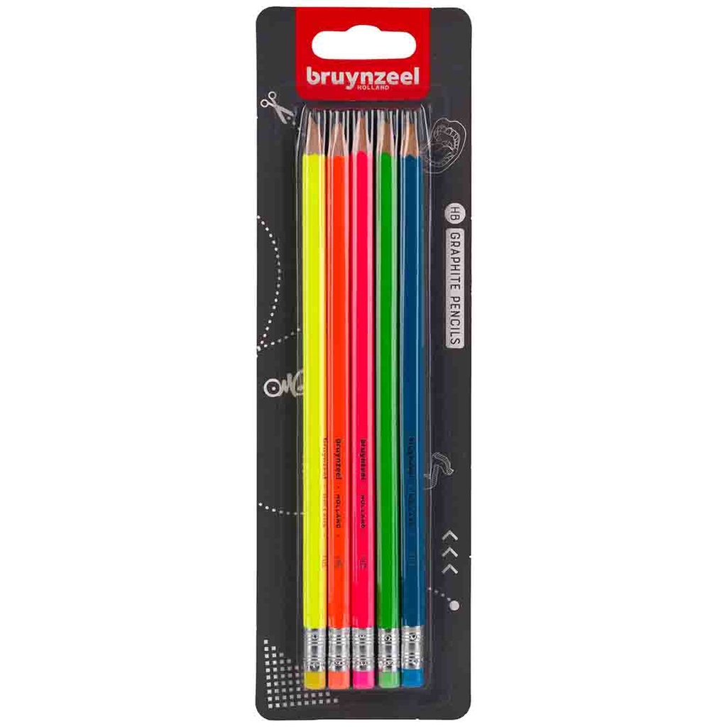 Bruynzeel  GRAPH.PENC.HB+ERASER 5 CF