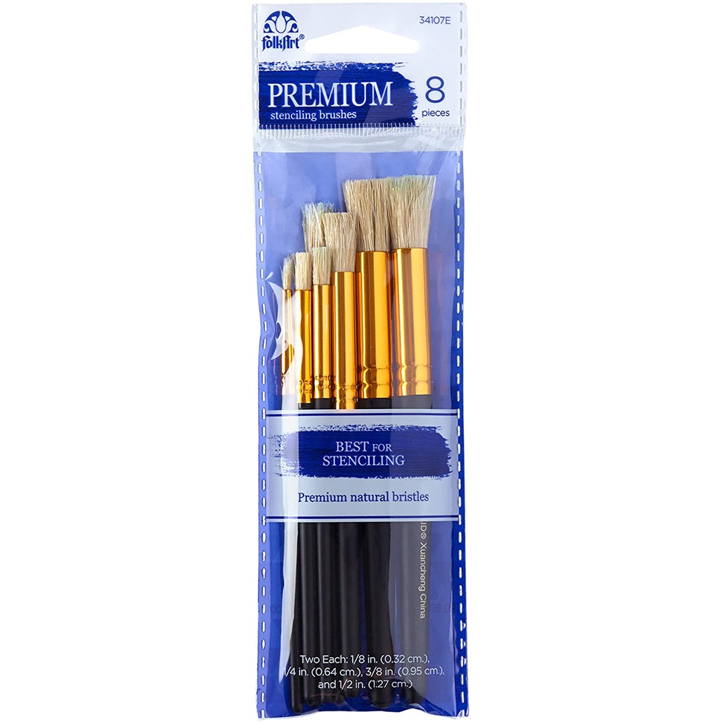 BRUSHES - SHORT HANDLE STENCIL BRUSH SET (8 PCS) 