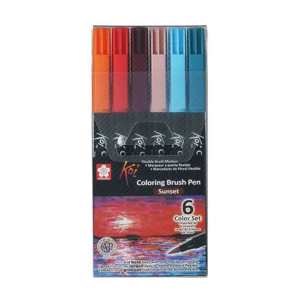 Koi Colouring Brush Pens Sunset - 6 Pack