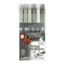 Koi Colouring Brush Pens Gray - 6 Pack