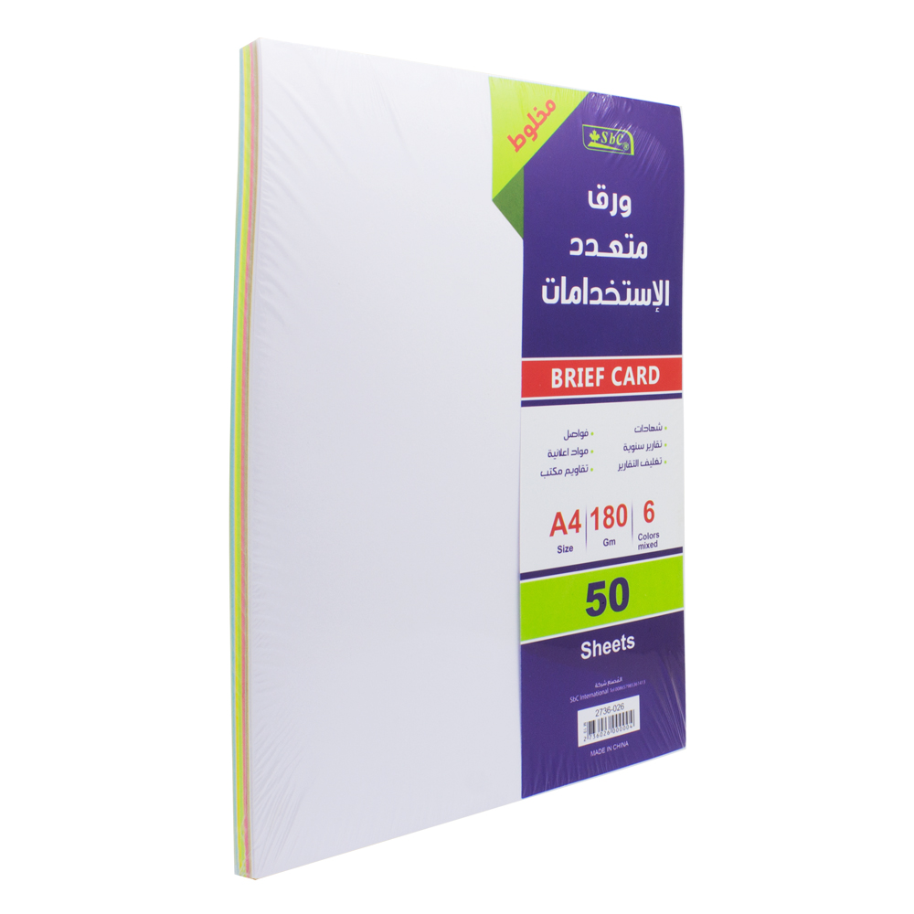 A4 ROCO BRIEF CARD MULTI 6 COLOURS