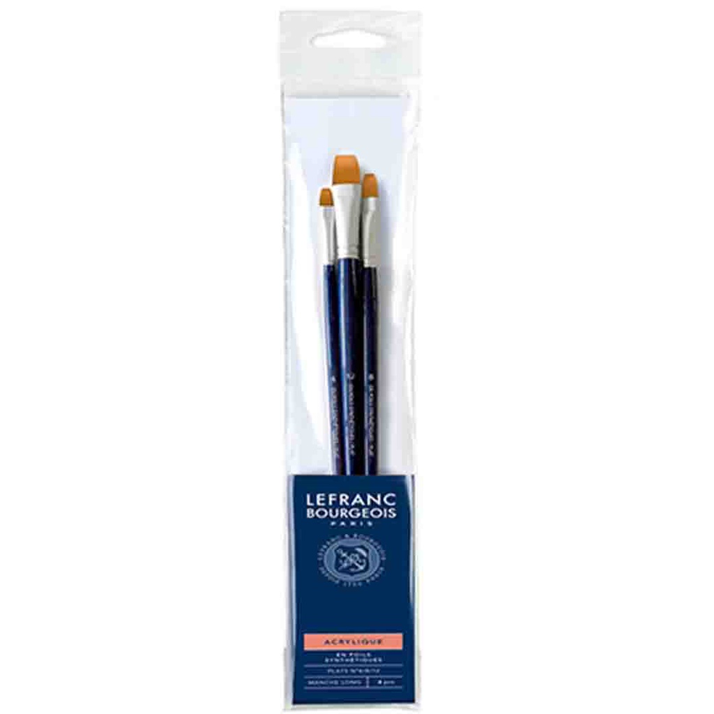 Lefranc &amp; Bourgeois fine brush synthetic flat 4/8/12 long handle