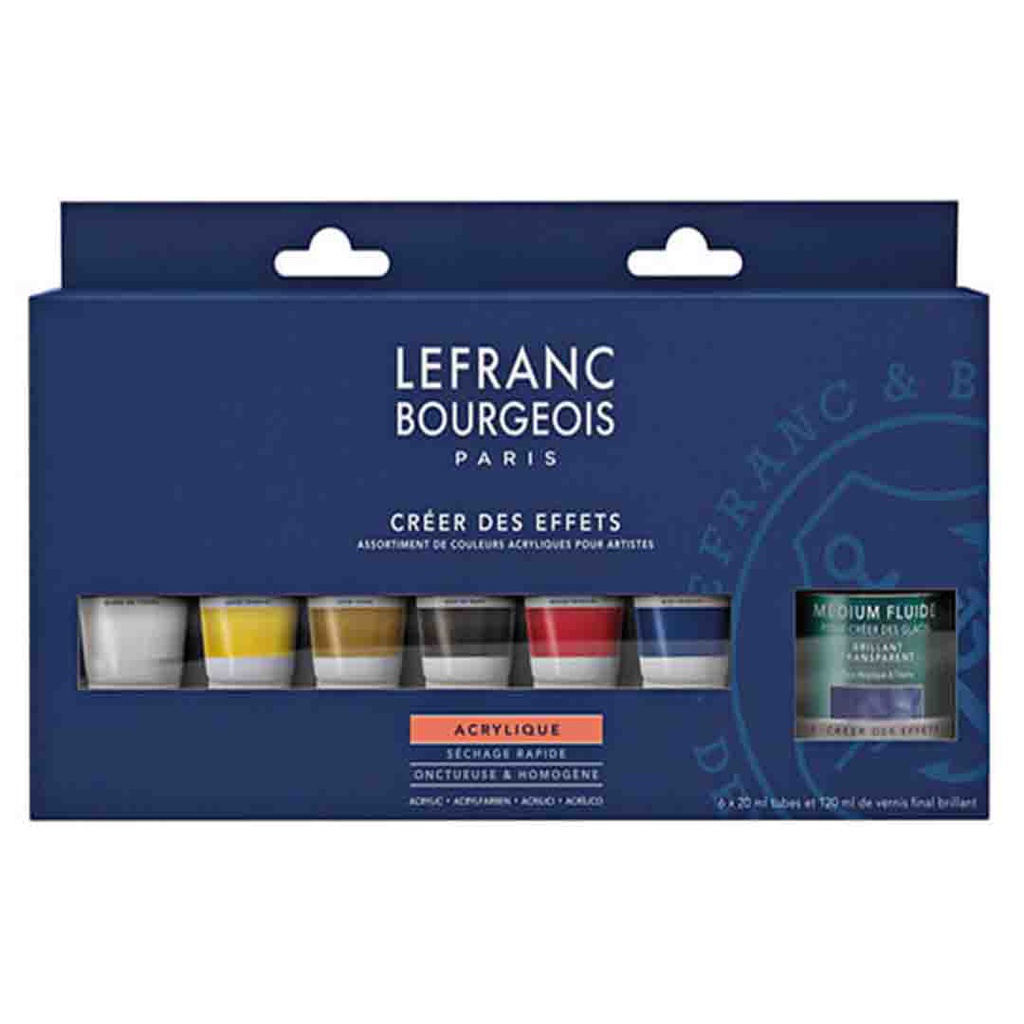 Lefranc &amp; Bourgeois fine acrylic color 6X20ML and additives discovery set