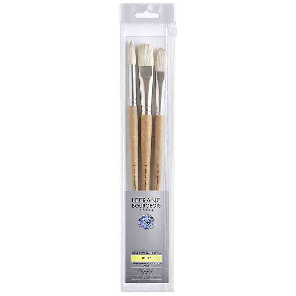 Lefranc &amp; Bourgeois professional brush HOG set of 3 large texture