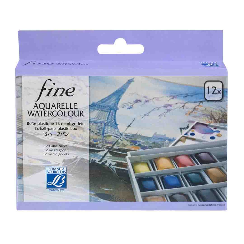 Lefranc &amp; Bourgeois FINE water color plastic box set of 12 HPA