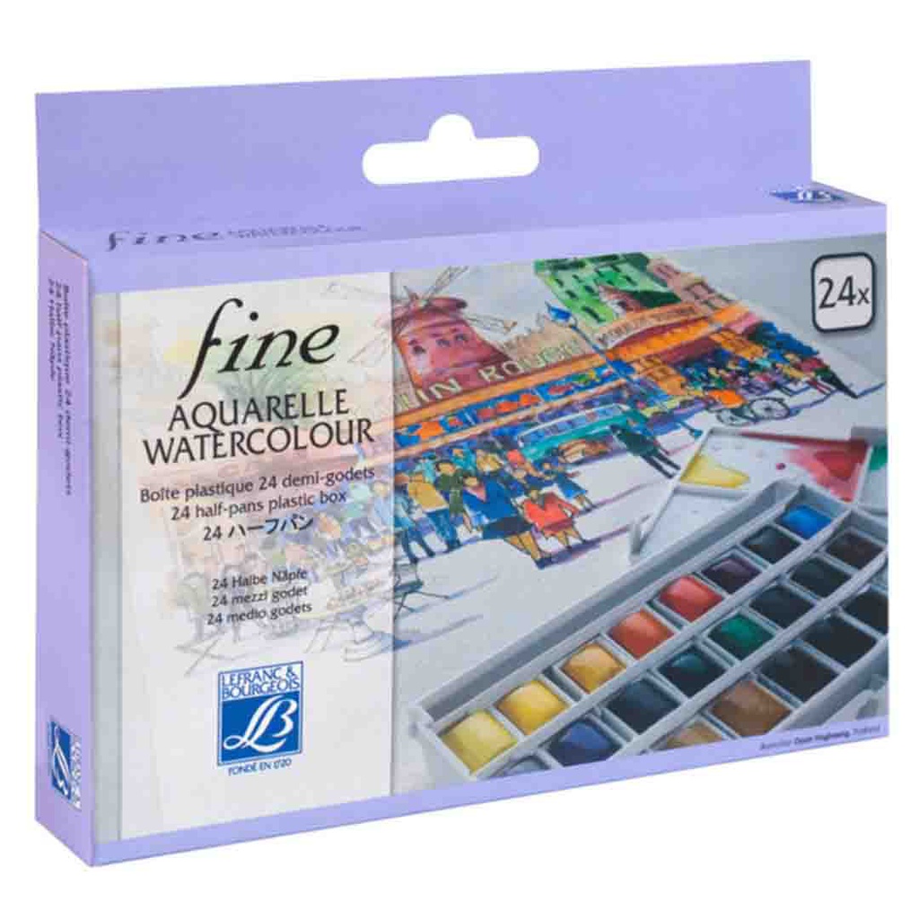 Lefranc &amp; Bourgeois fine water color plastic box set of 24 HPA