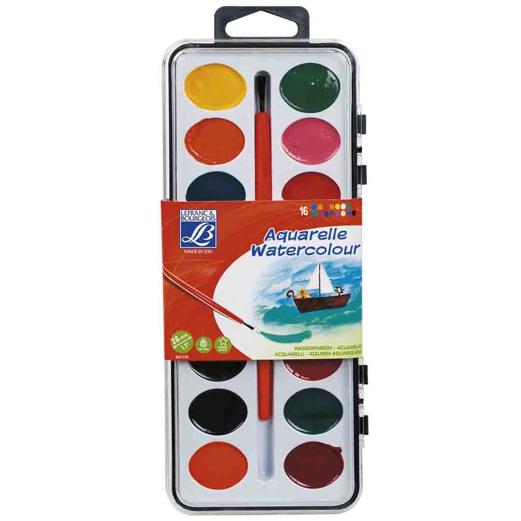 Lefranc &amp; Bourgeois Semi Moist Watercolor Set=16color