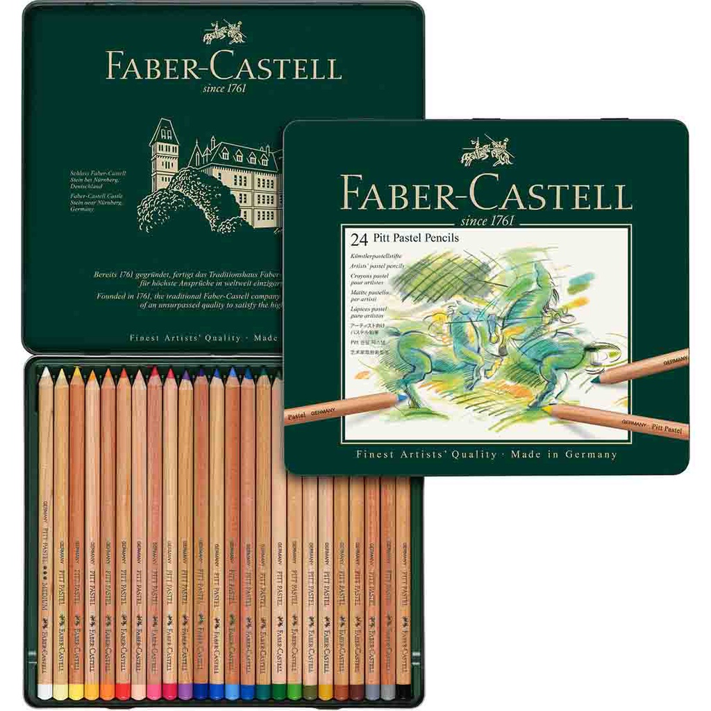 Faber-Castell, Pitt Pastel Colored Pencils In A Metal Box, 24 Pieces‏