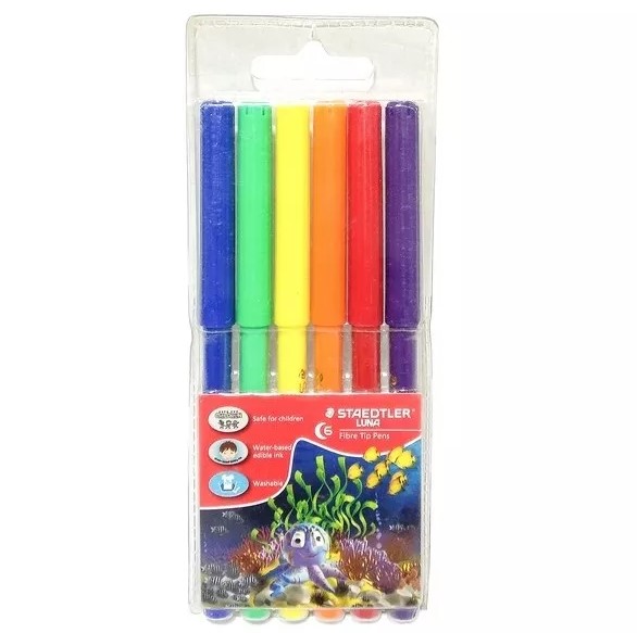 STAEDTLER LUNA FIBRE TIP COLORED PENS 6 PIECE SET