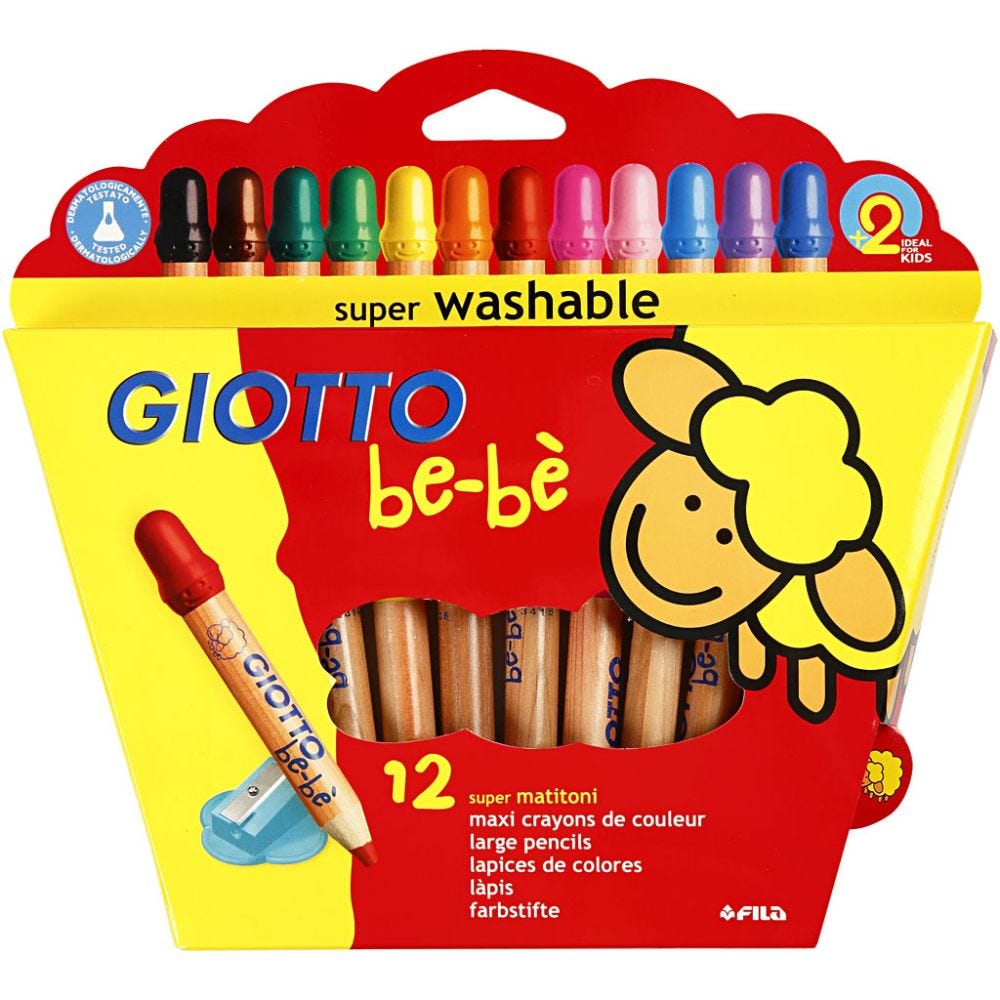 اقلام خشبية ملونة من جيوتو بيبي 12 قلم مع مبراة