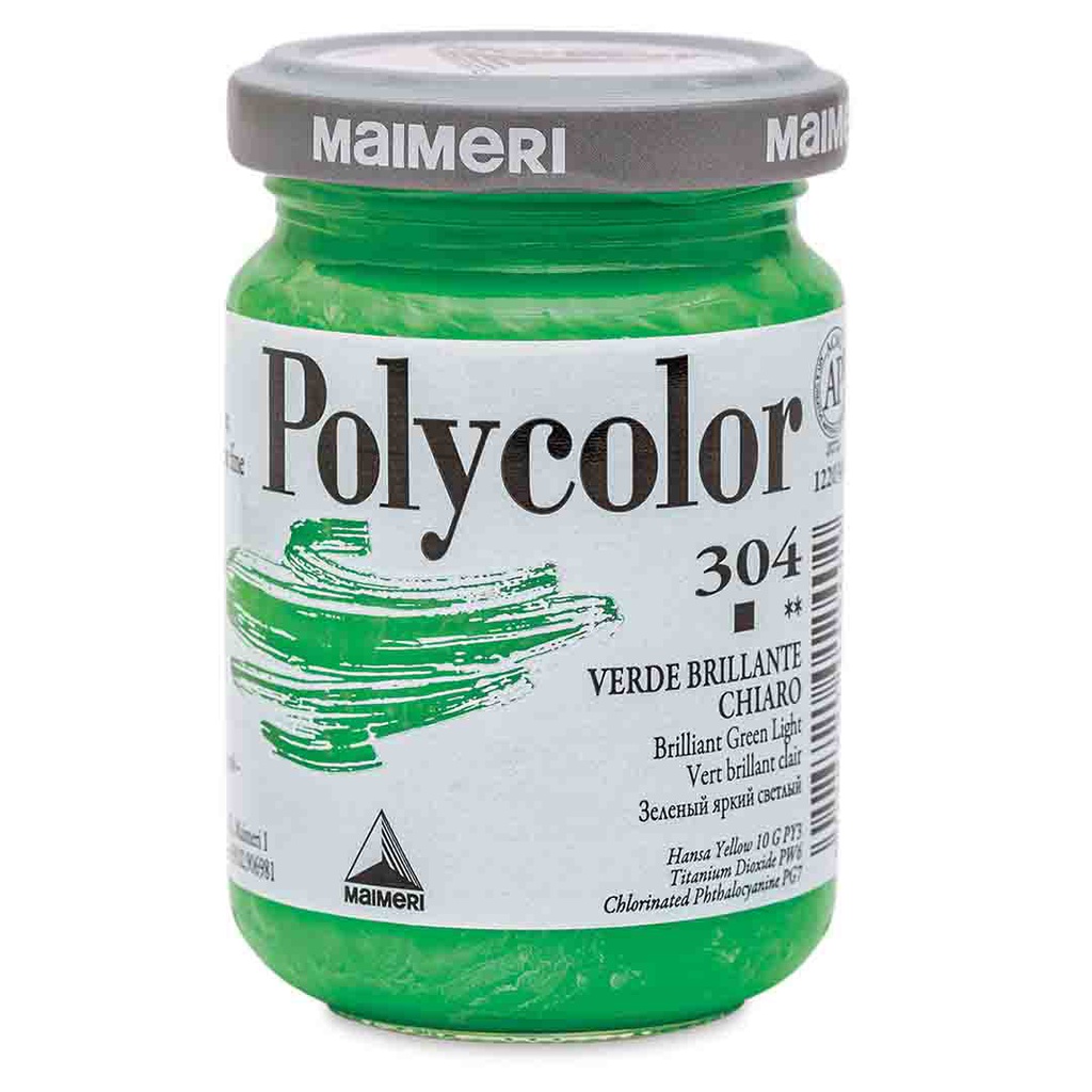 Maimeri Polycolor Vinyl Paints - Light  Green, 140 ml jar