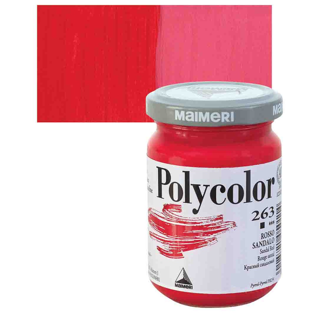 Maimeri Polycolor Vinyl Paint - Sandal Red, 140 ml, Jar