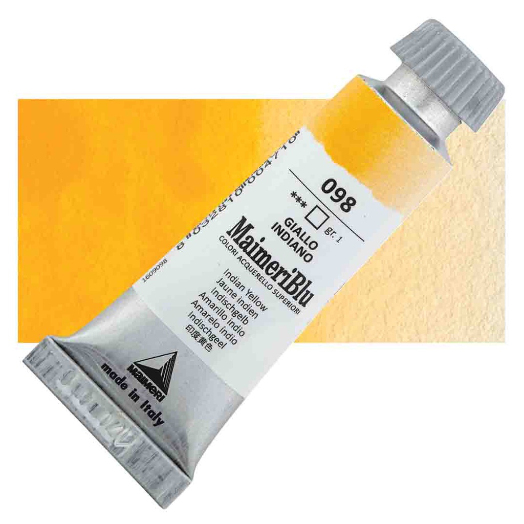 Maimeri Blu Artist Watercolor - Indian Yellow, 12 ml Tube