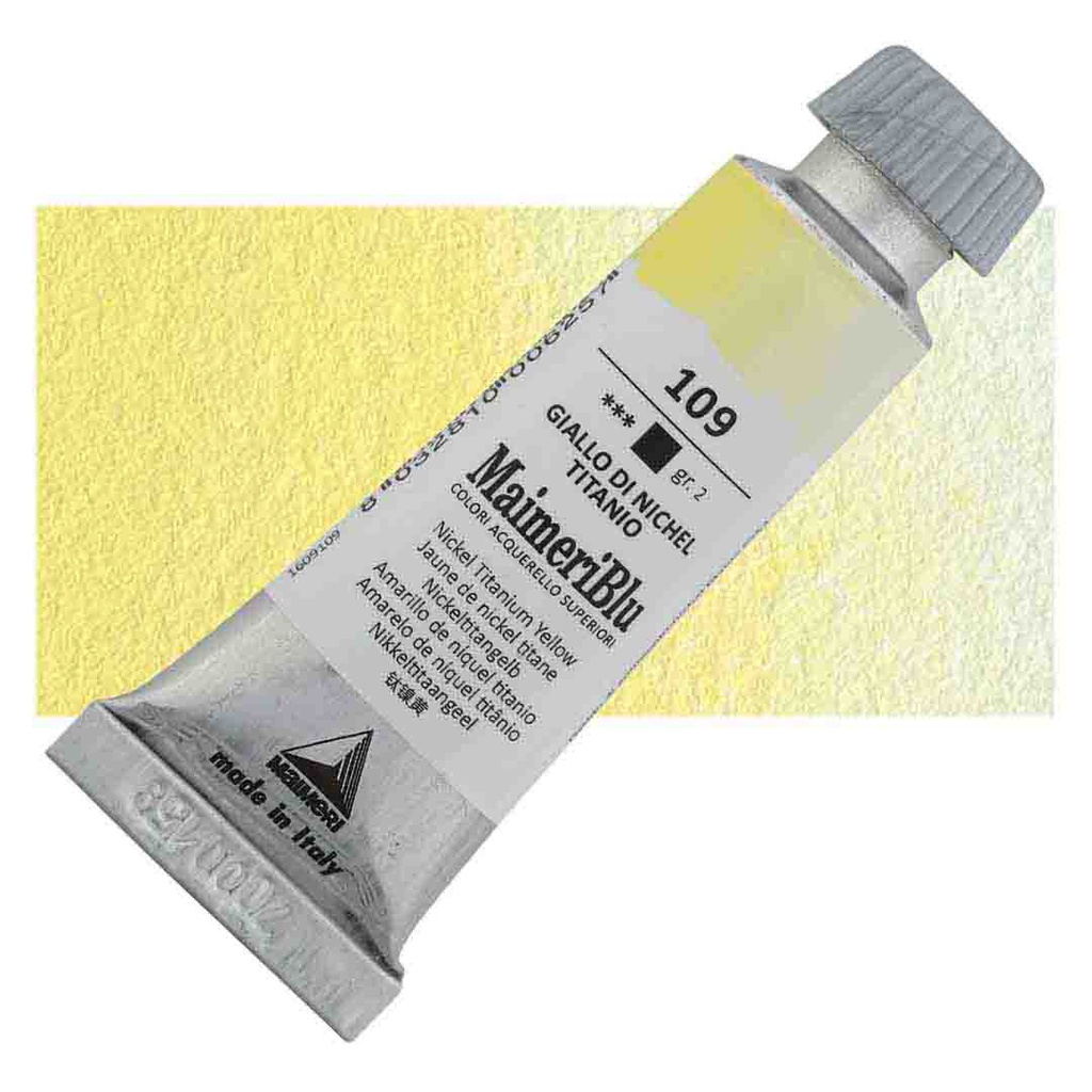 Maimeri Blu Artist Watercolor - Nickel Titanium Yellow, 12 ml Tube