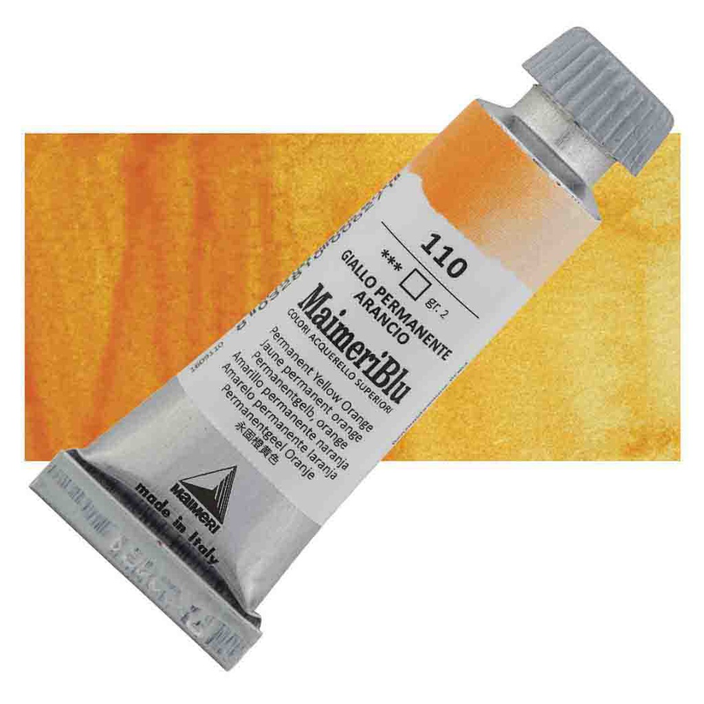 Maimeri Blu Artist Watercolor - Permanent Yellow Orange, 12 ml Tube