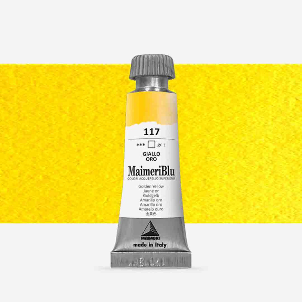 Maimeri Blu Artist Watercolor - Golden Yellow, 12 ml Tube