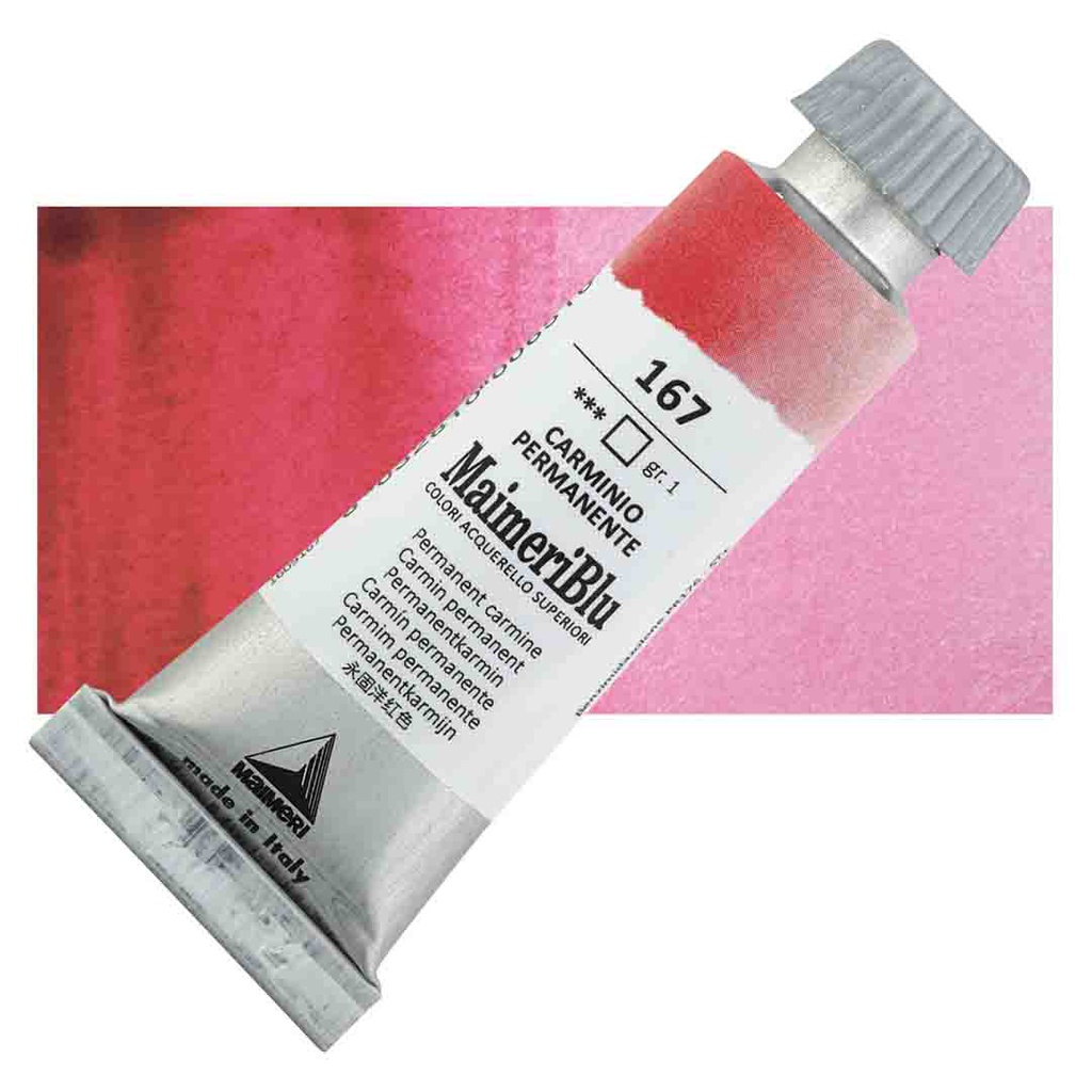 Maimeri Blu Artist Watercolor - Permanent Carmine, 12 ml Tube