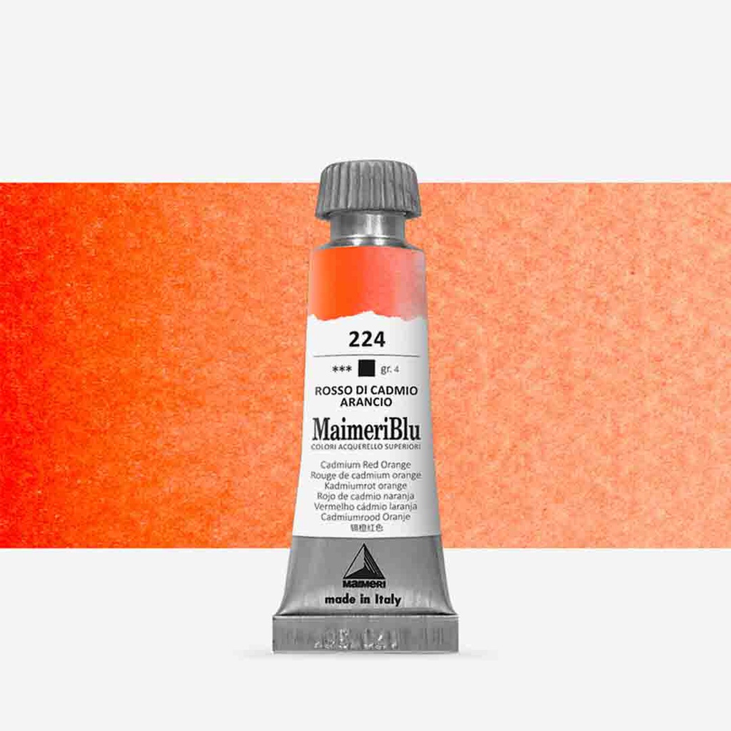 Maimeri Blu Artist Watercolor - Cadmium Red Orange, 12 ml Tube