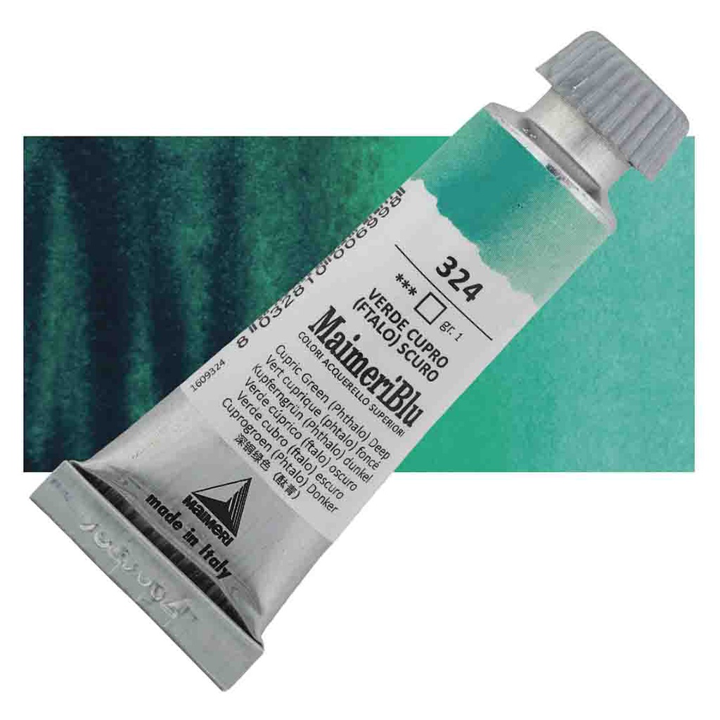 Maimeri Blu Artist Watercolor - Cupric Green Phthalo Deep, 12 ml Tube