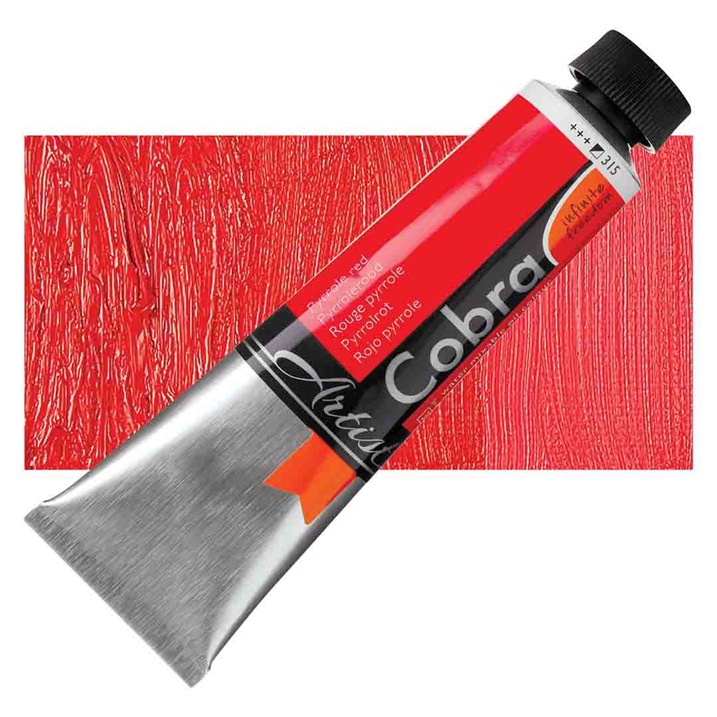 الوان زيتية مائي من شركة كوبرا هولندية 40 مل قابل للخلط بالماء  PYRROLE RED