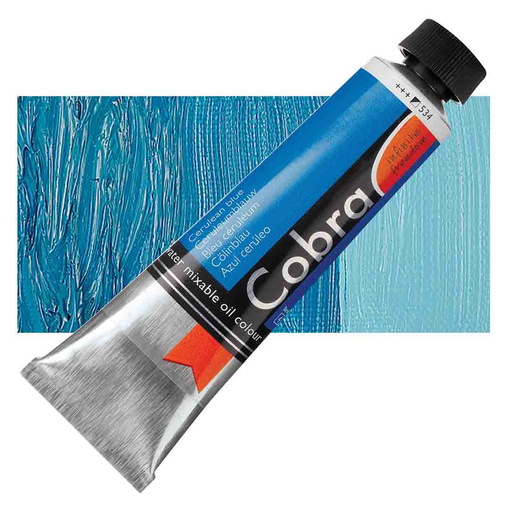 الوان زيتية مائي من شركة كوبرا هولندية 40 مل قابل للخلط بالماء  CERULEAN BLUE