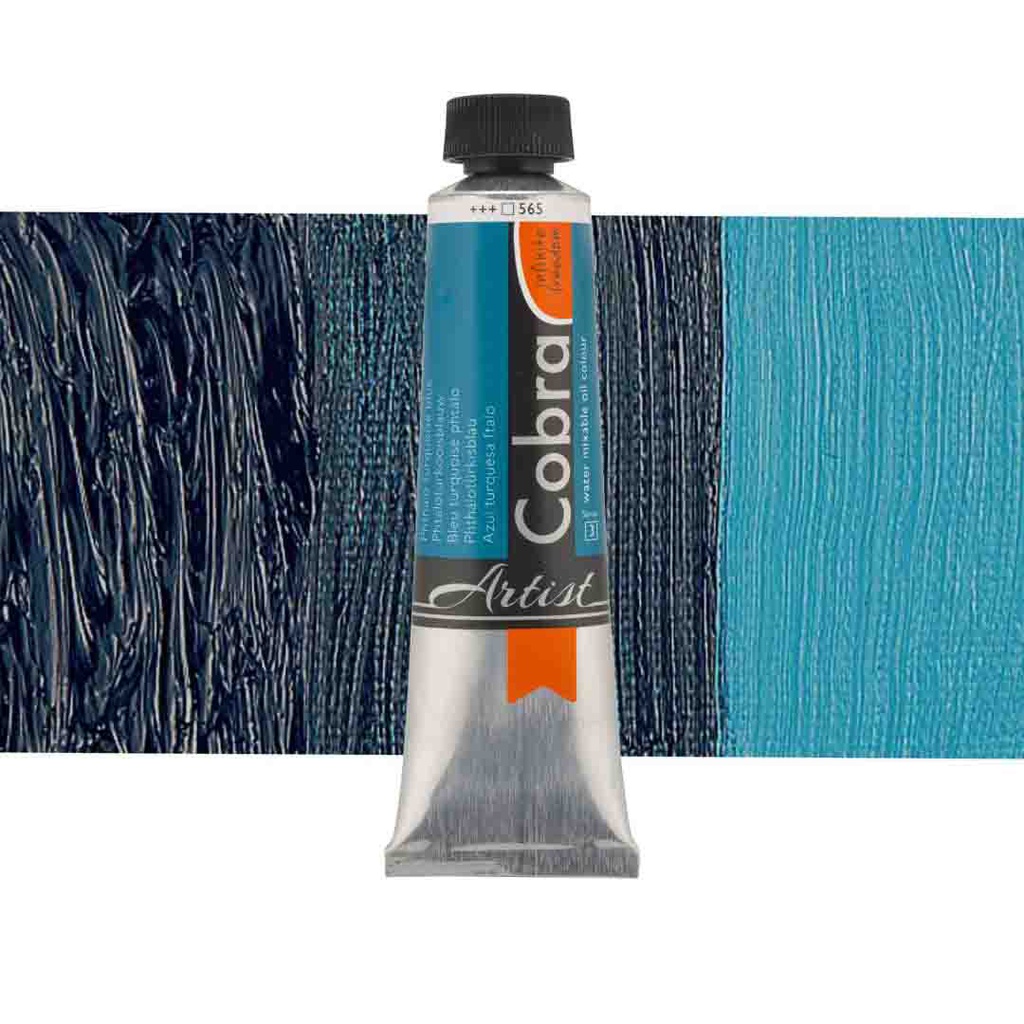 الوان زيتية مائي من شركة كوبرا هولندية 40 مل قابل للخلط بالماء  PHTH.TURQ.BLUE