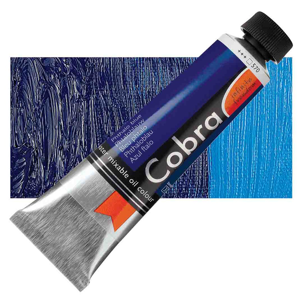 الوان زيتية مائي من شركة كوبرا هولندية 40 مل قابل للخلط بالماء  PHTHALO BLUE