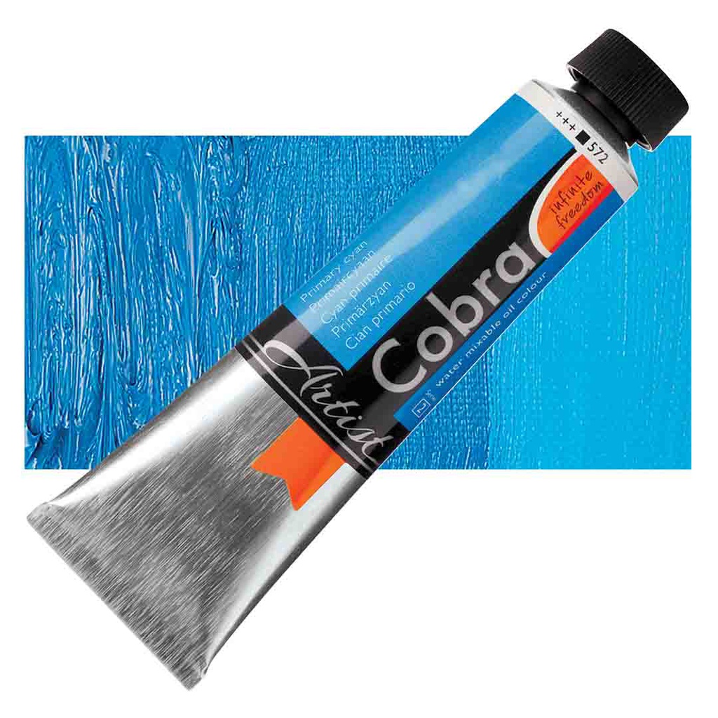 الوان زيتية مائي من شركة كوبرا هولندية 40 مل قابل للخلط بالماء  PRIM.CYAN