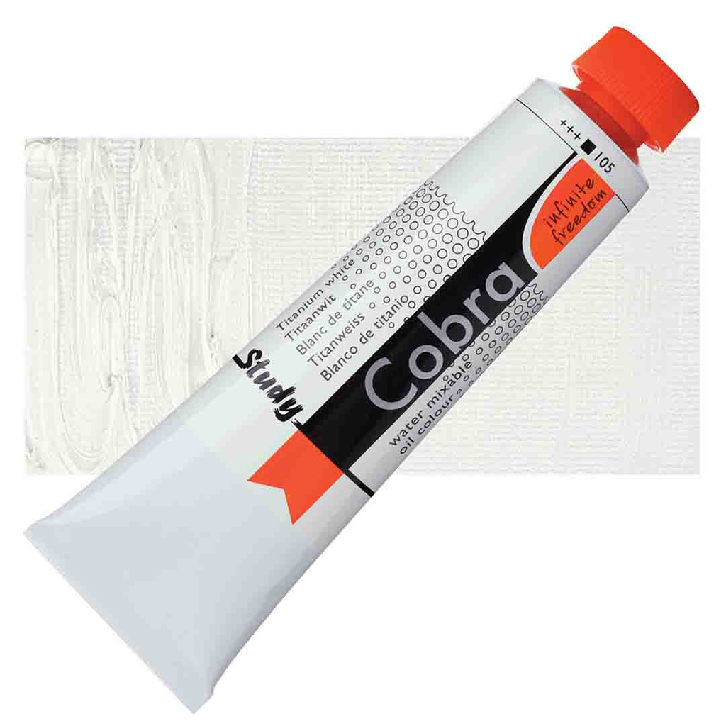 الوان زيتية مائي من شركة كوبرا هولندية 40 مل قابل للخلط بالماء   Titanium White 105